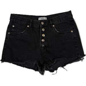 PULL & BEAR Women's Dark Denim Black Cutoff Jean Shorts Medium Sz 8